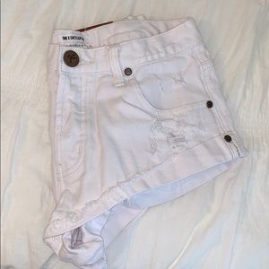 White jean shorts